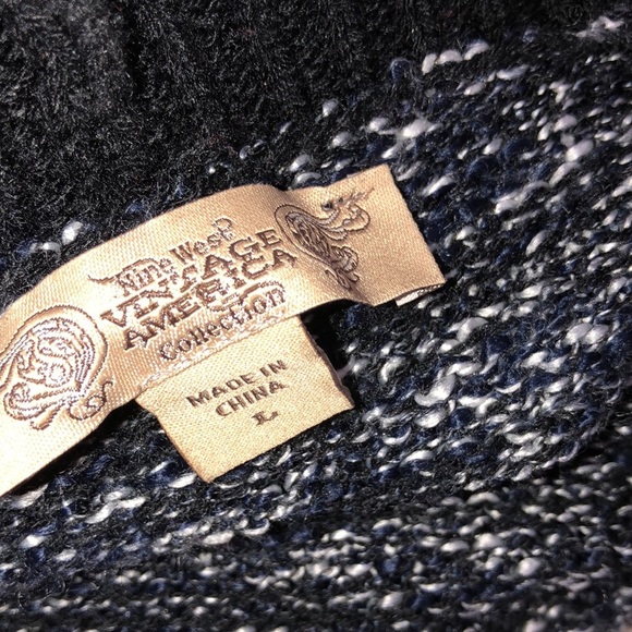 Vintage America size large black marled knit open front sweater cardigan - Picture 3 of 4